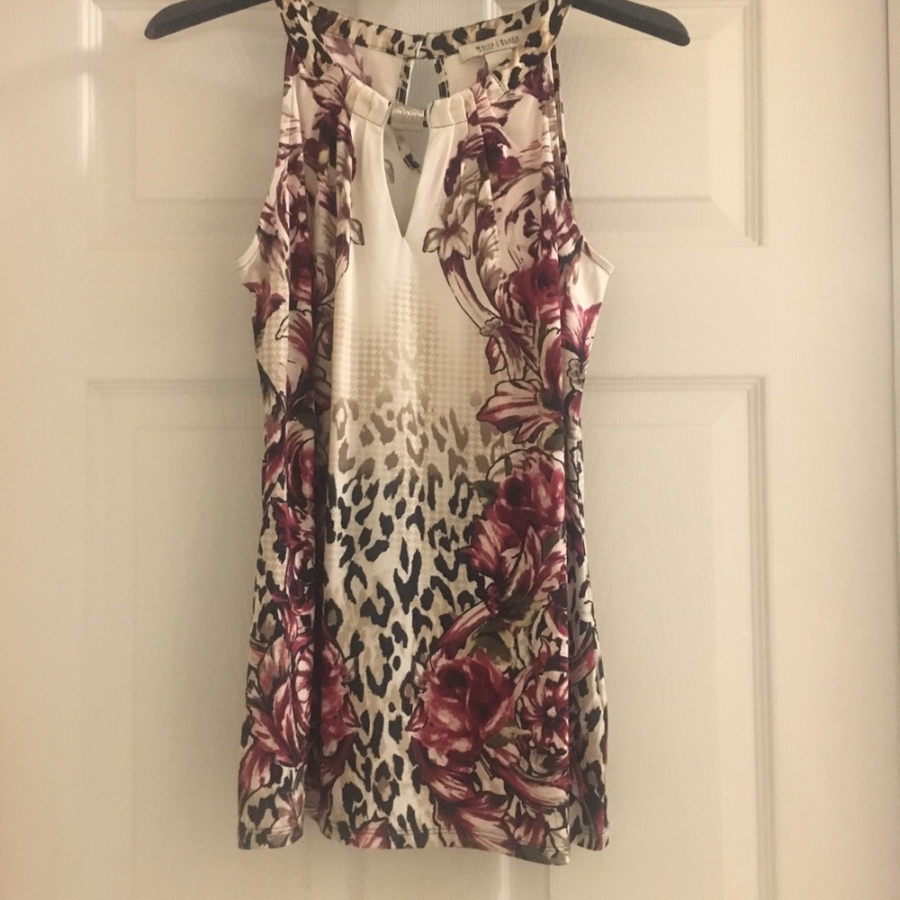 WHBM floral & cheetah print top